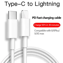 Lightning-Cable for Charge Type-C 11pro Mac iPhone 8plus XR Max USB-C To 36w-Pd 8-X-Xs