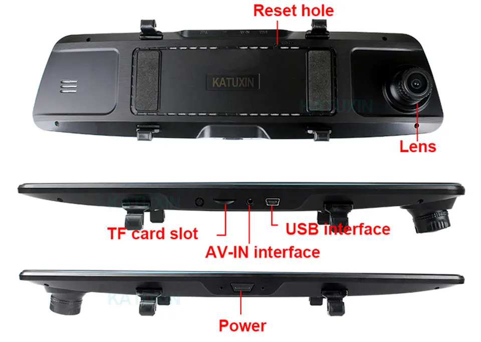 7 дюймов ips Dash Cam Зеркало DVR видео зеркало заднего вида камера рекордер камера двойной объектив с камерой заднего вида KATUXIN H16A