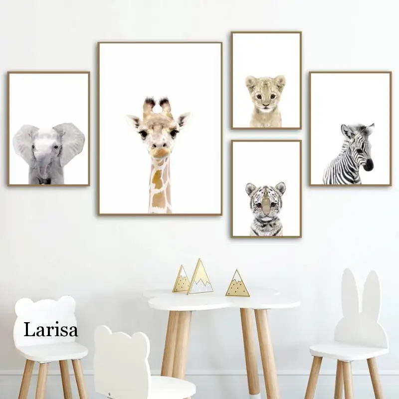 

Animal Giraffe Elephant Lion Tiger Nursery Wall Art Canvas Painting Nordic Posters And Prints Wall Pictures Baby Kids Room Decor