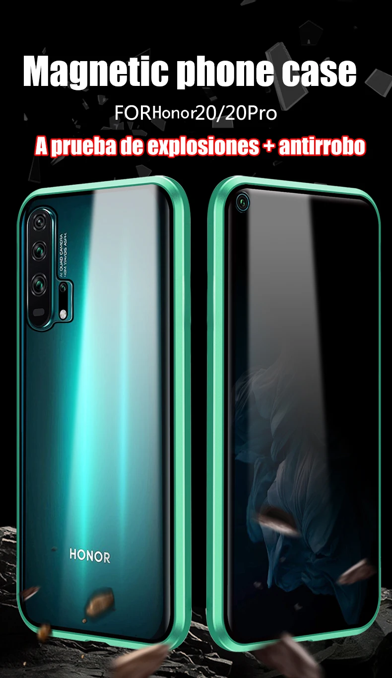 Металлический магнитный чехол для телефона huawei Honor P20 P30 mate 20 30 8X 9X 20i V20 Nova 4 5 5i Pro Defense Peep двусторонний стеклянный чехол