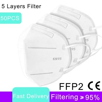 

MÁSCARA 50PCS FFP2 KN95 Filtering Facial Face Masks Dustproof Safety Nonwoven Earloop Disposable KN95 Cover Mouth Dust Mask