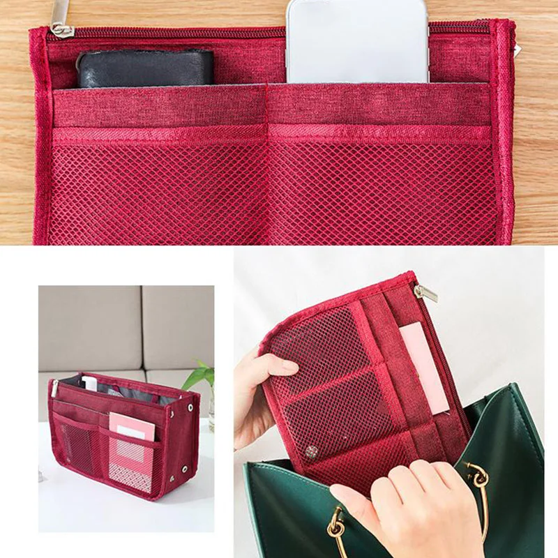 Портативный органайзер для кошелька, многофункциональная косметичка для хранения, сумка для путешествий, сумочка для макияжа, сумка-вкладыш