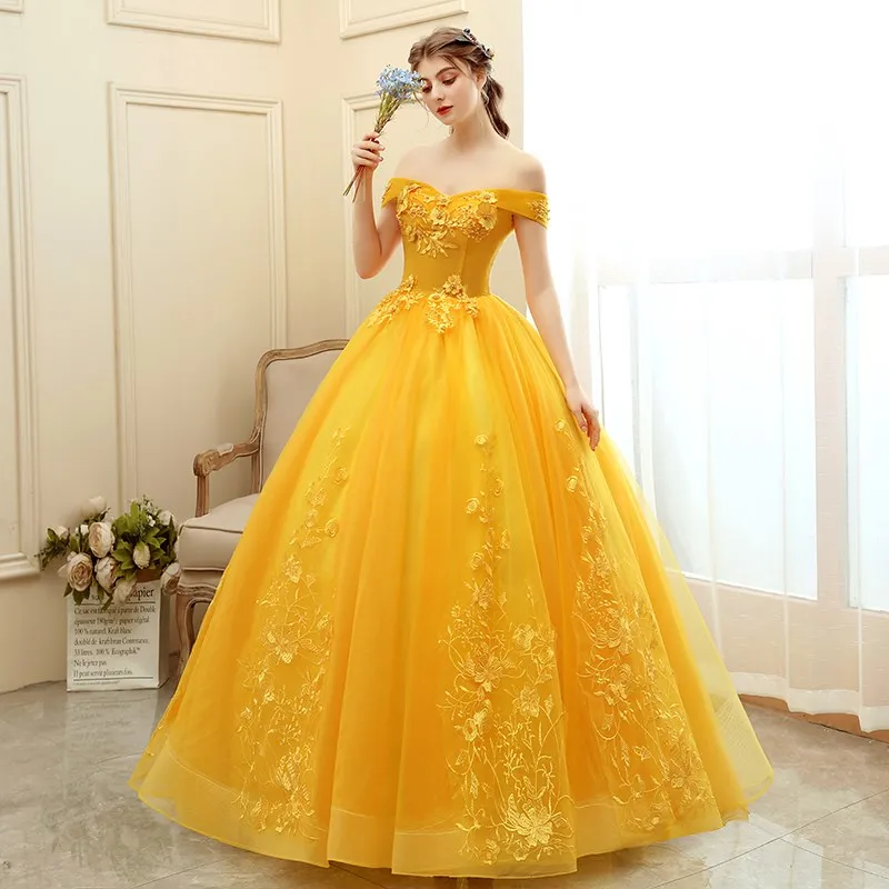 Applique Quinceanera Dresses Ball Gown Lace Embroidery Off The Shouder Party Prom Dress Vestidos 10 Colors