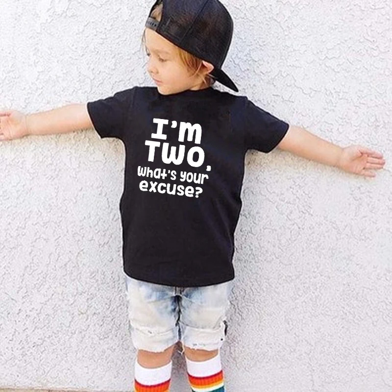 Новая футболка для мальчиков и девочек с надписью «I Am Two What Is Your Expression» летние детские футболки детская футболка унисекс детская одежда для дня рождения