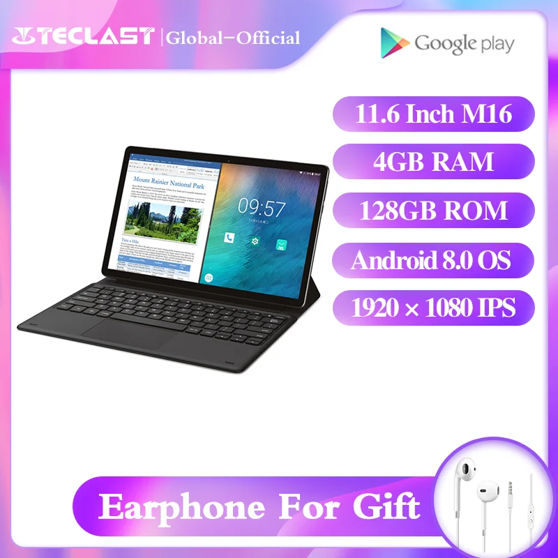 Teclast M16 планшет с док-станцией клавиатура 11 6 &quotAndroid 8 0 HelioX27 Deca Core размер экрана 4 Гб