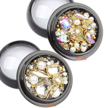 

1Box Crystal AB Mixed Shape Rhinestones Nail Art Decorations Shiny Stones Manicure Decorations Gems Diamonds Accessories