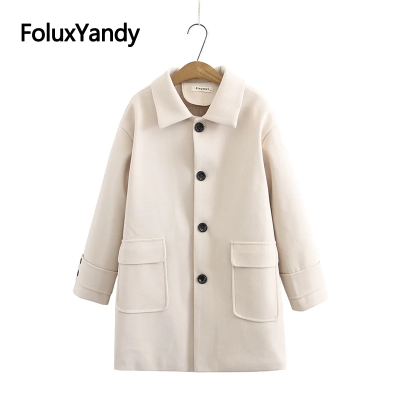

2020 Winter Wool Coat Women Long Coat Outerwear Casual Single Breasted Loose Plus Size Coat 3 4 5 XL KKFY5153