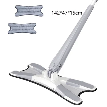 

360 Degree Flat Mops X-Type Reusable Replace Microfiber Cloth Floor Mop Hand-Free Wash Manual Extrusion Household Cleaning Tools