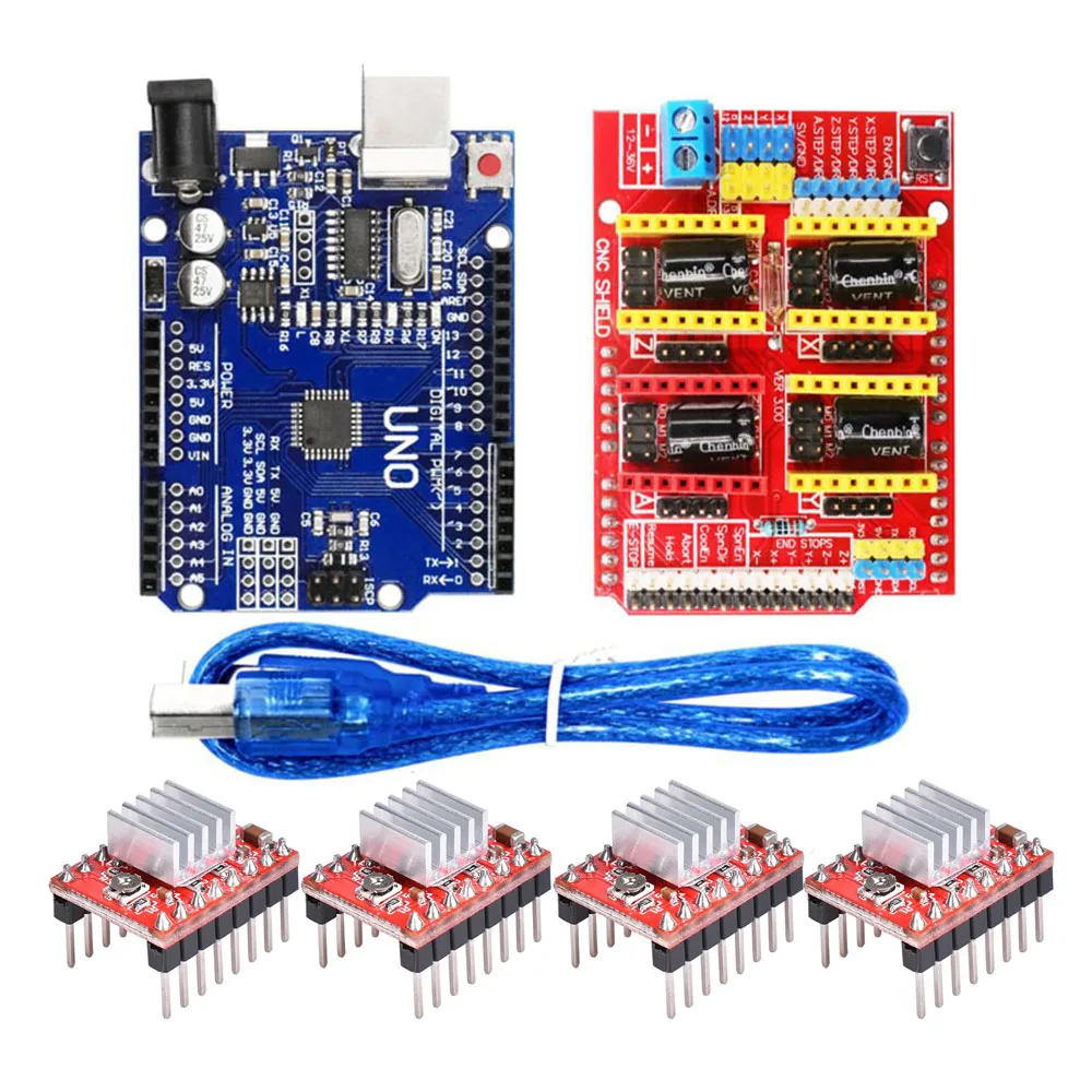 Плата расширения щит ЧПУ V3.0 + плата UNO R3 с usb для Arduino 4 шт. Драйвер шагового