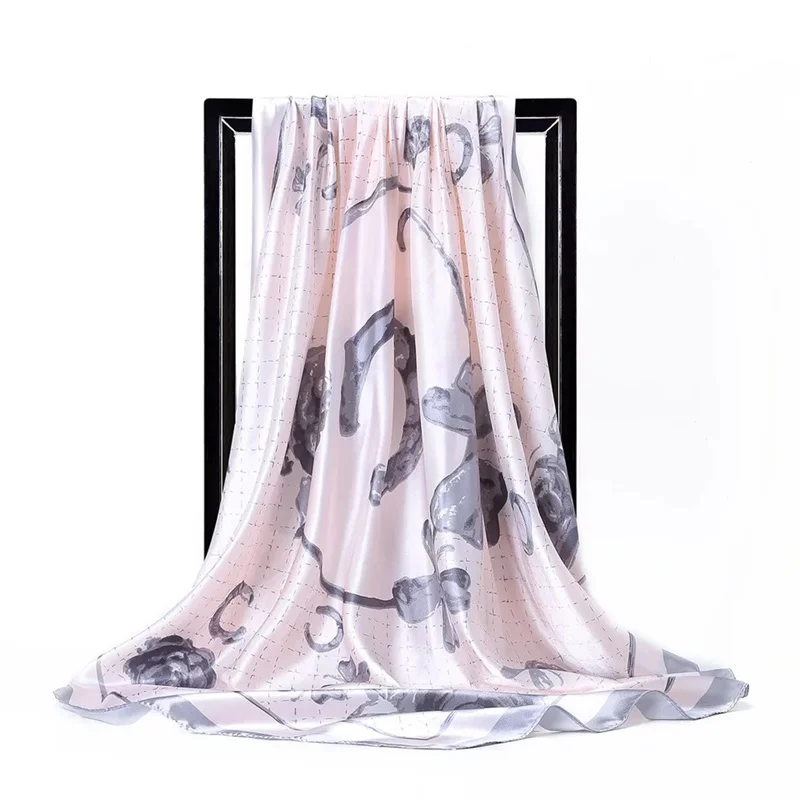 Модные весенние и летние шарфики Для женщин Цветочный принт атласный, Шелковый Платок женский красивый квадратный платок пляжные шаль Хиджабы - Цвет: 13