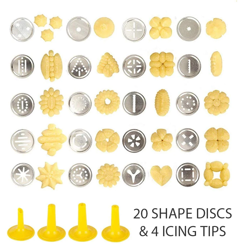 Cookie Press Making Mahine Kit for DIY Biscuit Maker Set with 20 Cookie Discs 4 Nozzles Baking Tool Decorating Baking Tools