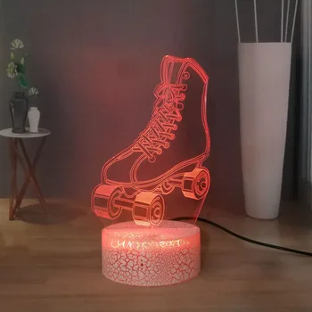 

Skates 3D Table Lamp Creative USB Touch LED Night Lamp for Kids Cool Boys Bedroom Desk Lamp Bedside Lamp Funny Home Decor Light