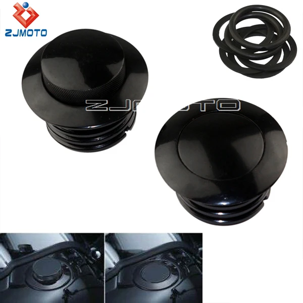 Black Motorcycle Aluminum Pop Up Reservoir Gas Cap Oil Caps Vented Fuel
