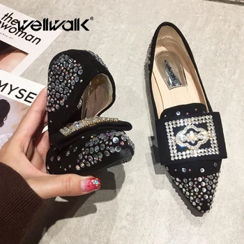 

Designer Shoes Women Flats Pointed Toe Moccasins Female Colorful Rhinestone Ballet Flats Lady Spring Summer Brand Shoe Woman