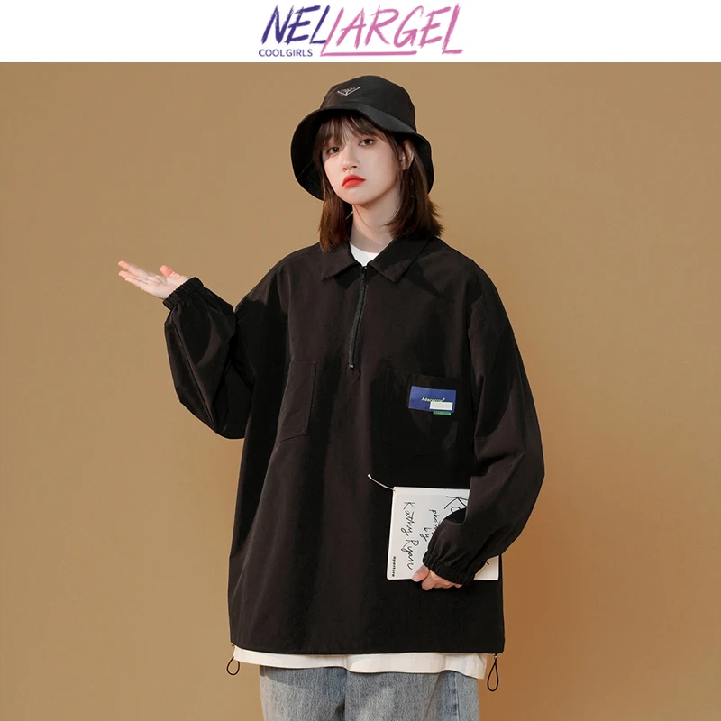 

NELLARGEL Women Winter Vintage Harajuku Pullover Jacket 2023 Female Windbreaker Japanese Streetwear Bomber Girl Y2k Kawaii Coats