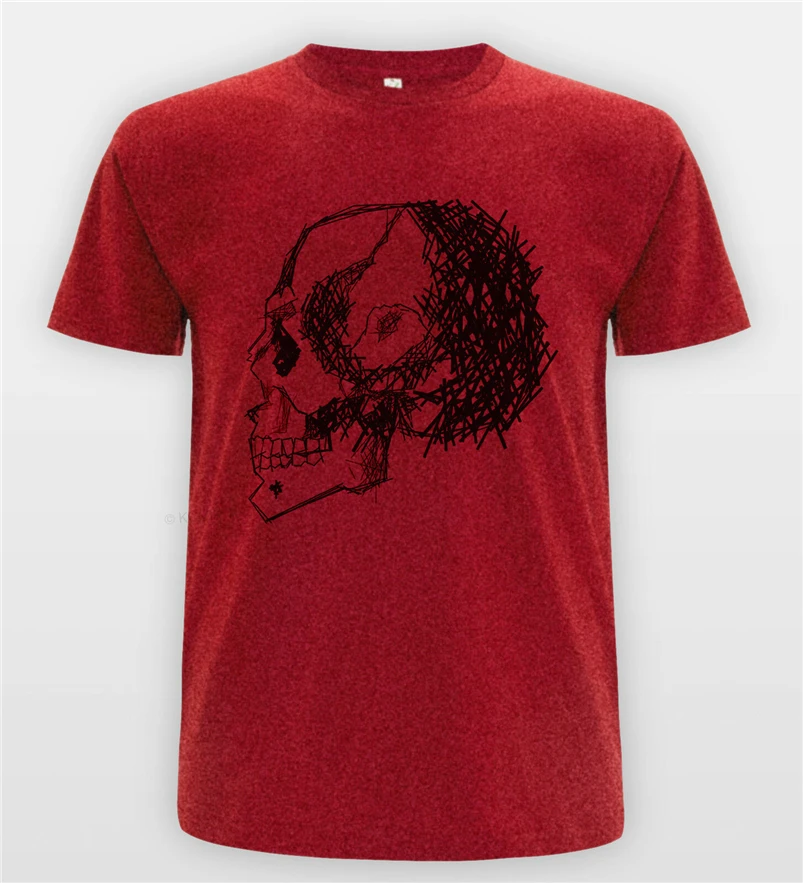 Skull Illustration Drawing Emo Band Tee Sketch Bones T-Shirt Skater Top Printing Shirt | Мужская одежда