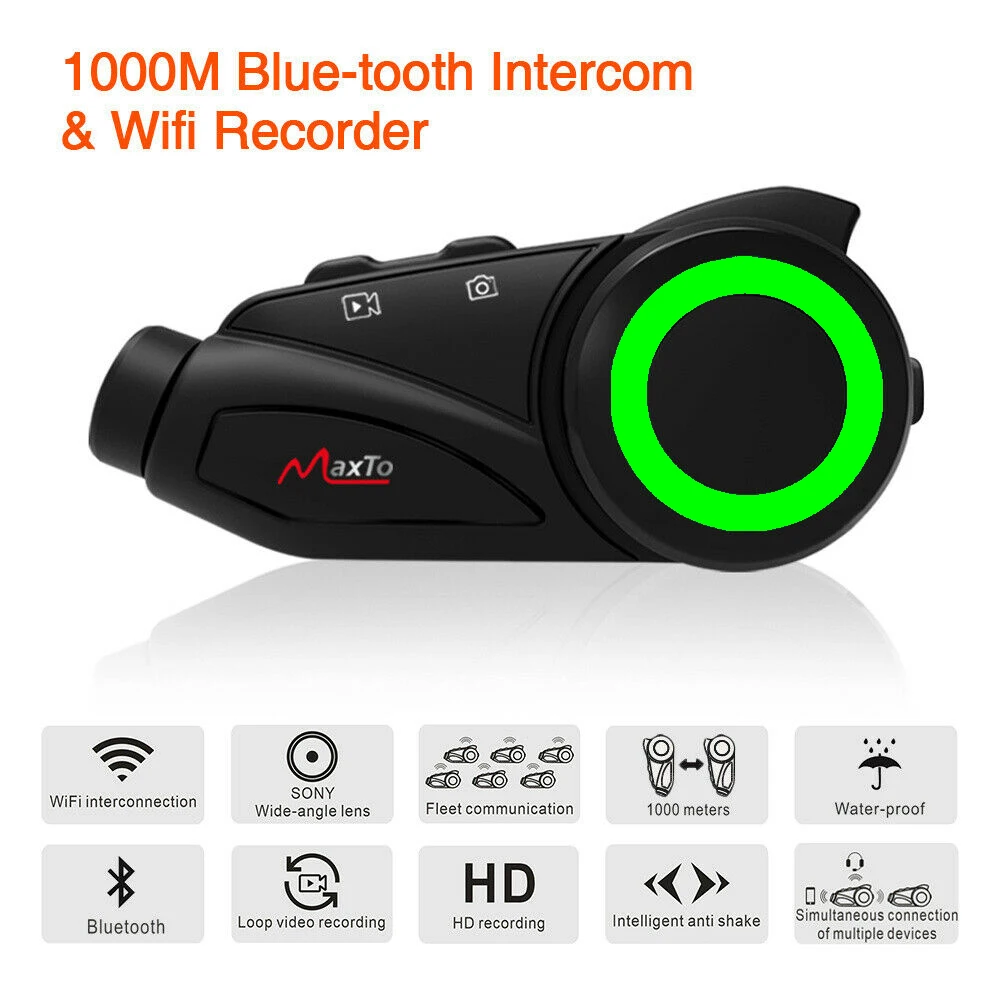 Водонепроницаемая гарнитура для мотоциклетного шлема Maxto M3 Bluetooth Интерком 6