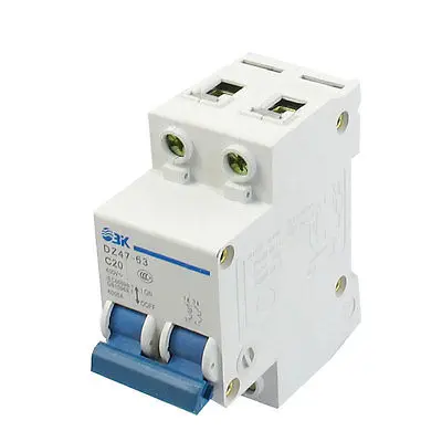 

400VAC 20A 6000A Breaking Capacity Standard DIN Rail 2P Electric Circuit Breaker