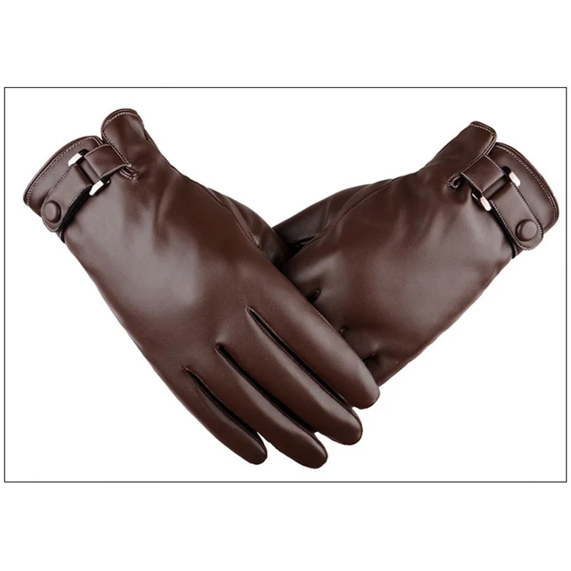 Модные мужские теплые перчатки из искусственной кожи перчатки с сенсорным экраном зимние мужские теплые ветронепроницаемые перчатки