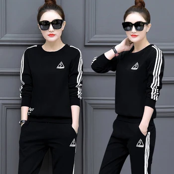 

During the spring and autumn winter format set new Korea ladies leisure long-sleeved show thin fleece two-piece tide
