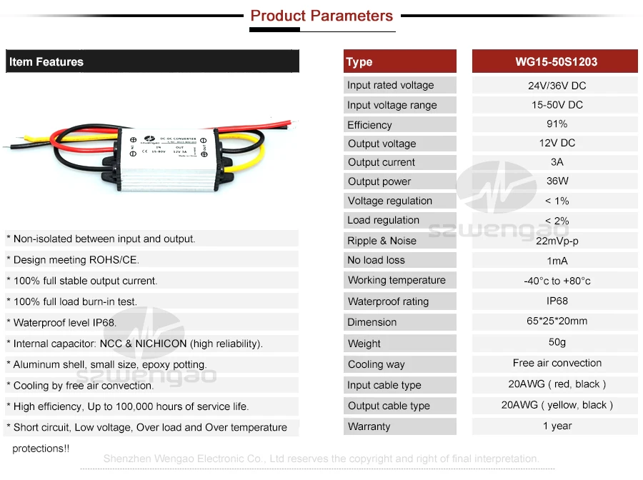 WG15-50S1203 Specs