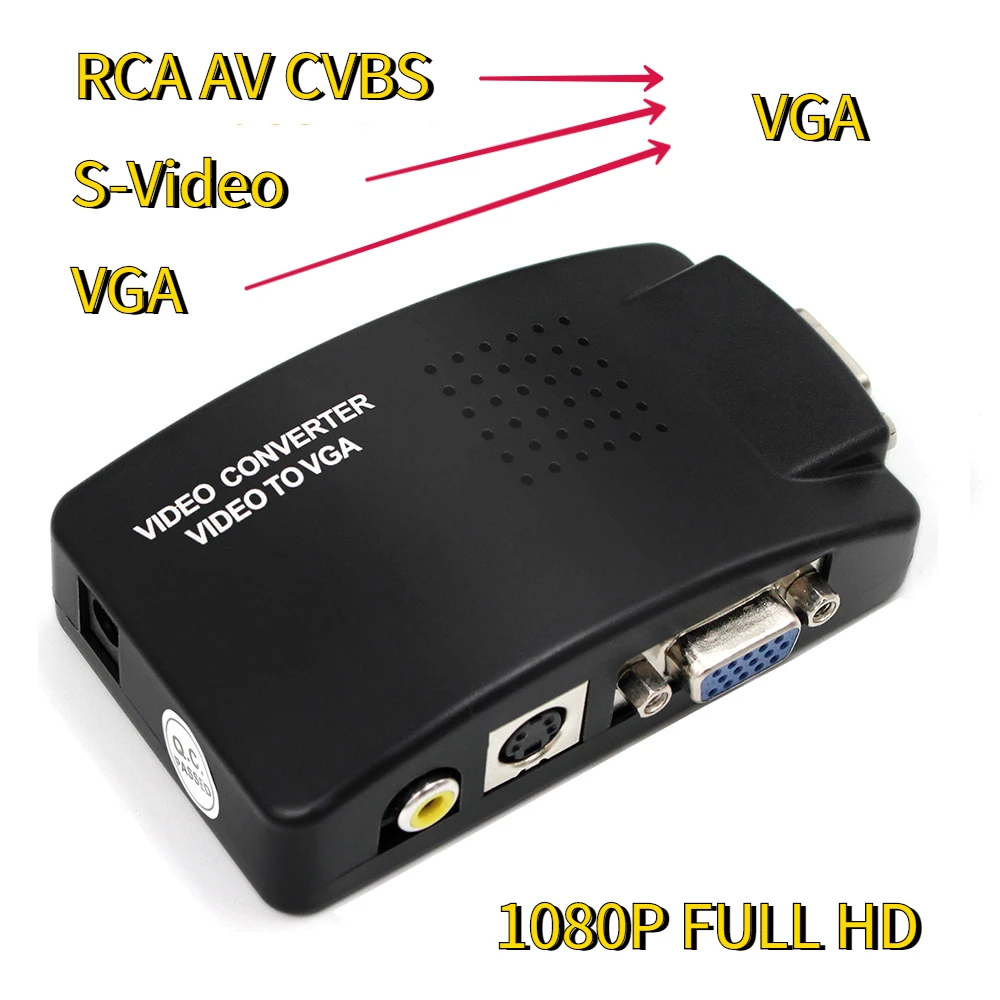 Vga To Av Converter AV to VGA Adapter RCA CVBS to VGA Converter for PC Laptop Video TV
