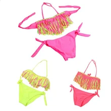 1 комплект, детский купальный костюм для девочек коллекция года, популярный летний купальный костюм с кисточками, детский раздельный нейлоновый купальный костюм из двух предметов комплект бикини, От 3 до 12 лет