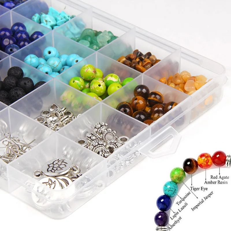 1box 7 Chakra Natural Stone Beads Sets Loose Spacer Charm