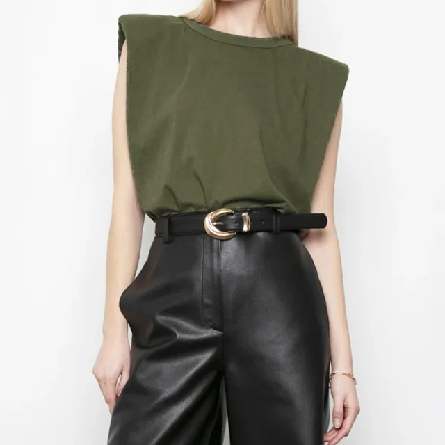Women Padded Shoulder T shirts 