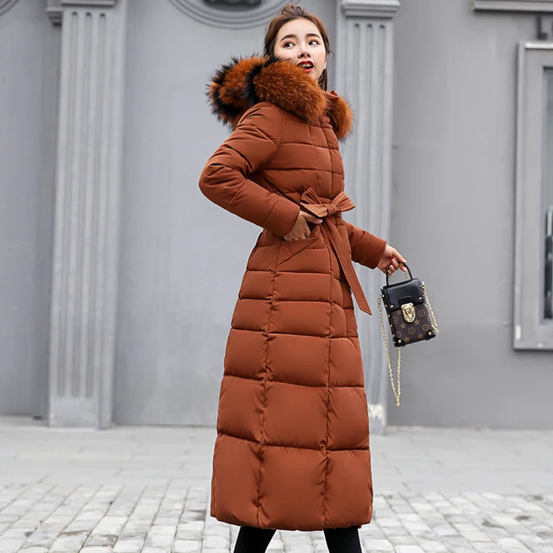 Пальто Oculosoak Женская хлопковая куртка зимний тренд длинный тонкий пуховик женский толстый теплый пуховик для женщин