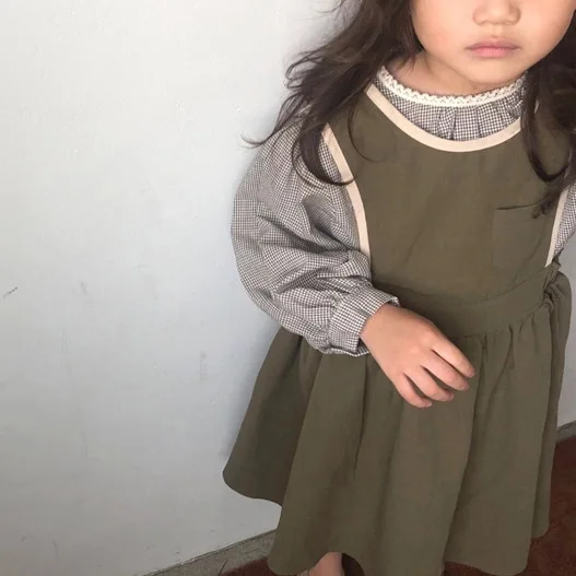 green dress Весенне-летние корейские платья для девочек, платье для маленьких девочек, детская одежда, одежда принцессы - Цвет: green dress
