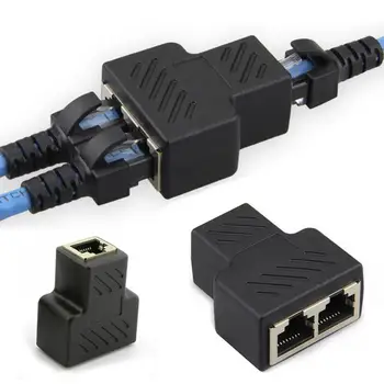 

1 To 2 Ways LAN Ethernet Network Cable RJ45 Female Splitter Double Connector Adapter Ports Coupler For Laptop Docking Stations