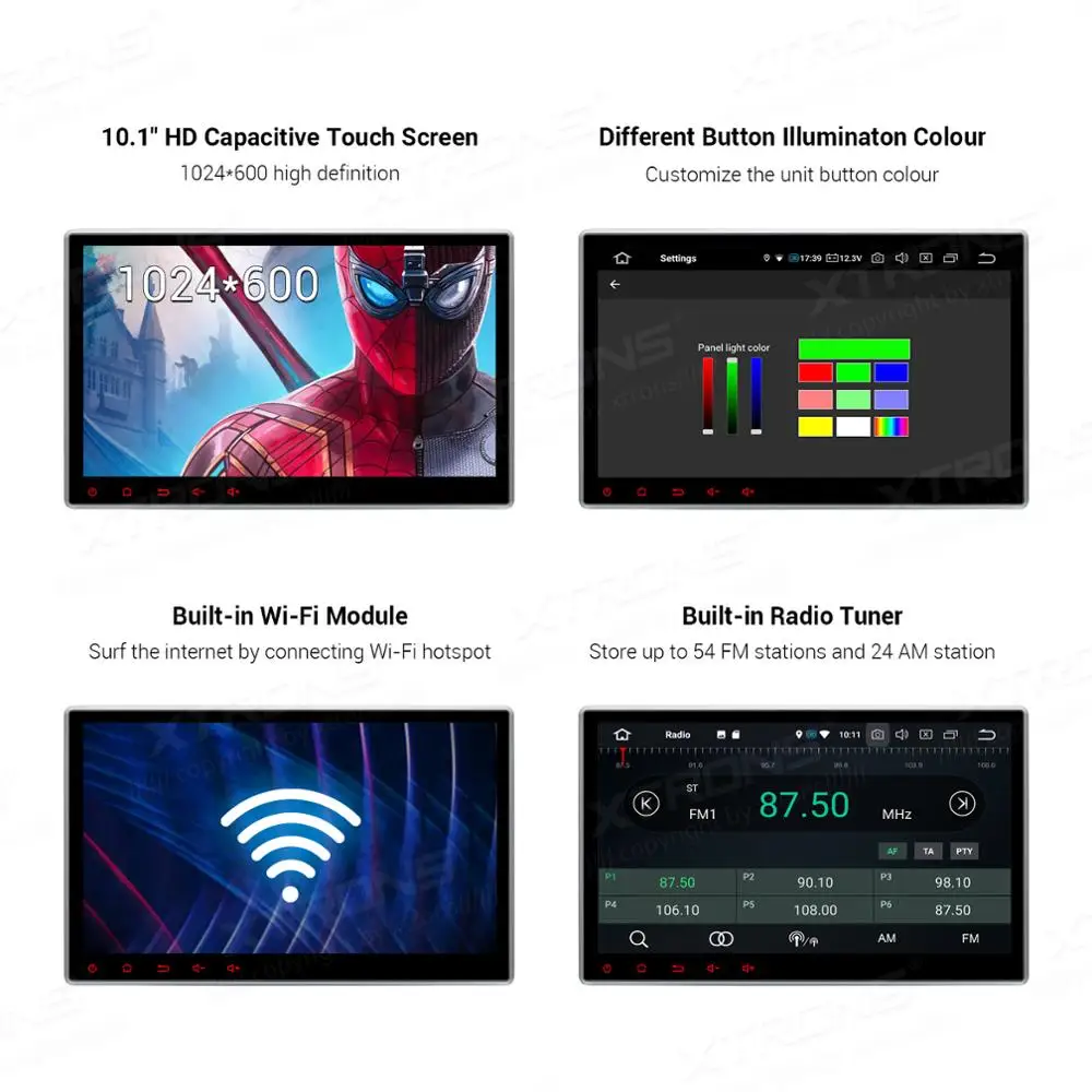 XTRONS 2 Din 10,1 ''Android 9,0 PX5 Восьмиядерный Универсальный Автомобильный DVD Радио стерео плеер gps навигация OBD FM DAB wifi USB Bluetooth
