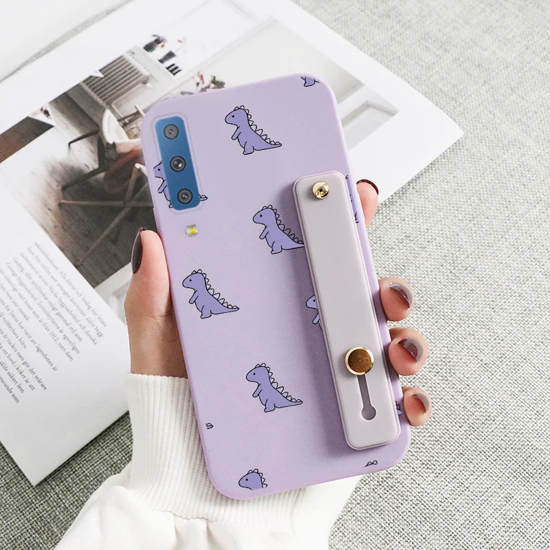 silicone cover with s pen For Samsung Galaxy A7 2018 A750 Cover Flowers Case For Samsung Galaxy A 7 750 GalaxyA7 2018 Wrist Strap Holder Protective Fundas silicone case samsung Cases For Samsung