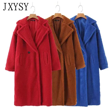 

Women Coat 2019 Winter New Long Woolen Coat Women Fashion Warm Woolen Blends Outerwear Female Jacket Elegant Winter Overcoat