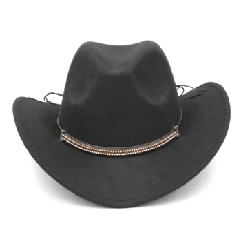 

Mistdawn Fashion Women Men Autumn Winter Western Cowboy Hat Wide Brim Cowgirl Riding Cap W/ DIY Hatband Size 56-58cm
