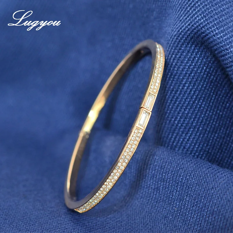 Rose Gold 2 Lugyou леди драгоценный камень браслет для женщин с цирконами камни розовое золото - Окраска металла: Rose Gold 2