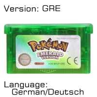 Emerald Version GER 32 бит видеоигры картридж Консоли Карты для nintendo GBA Pokeon изумруд FireRed листовой зеленый рубиновый Сапфир с блестящей этикеткой - Цвет: Emerald Version GER