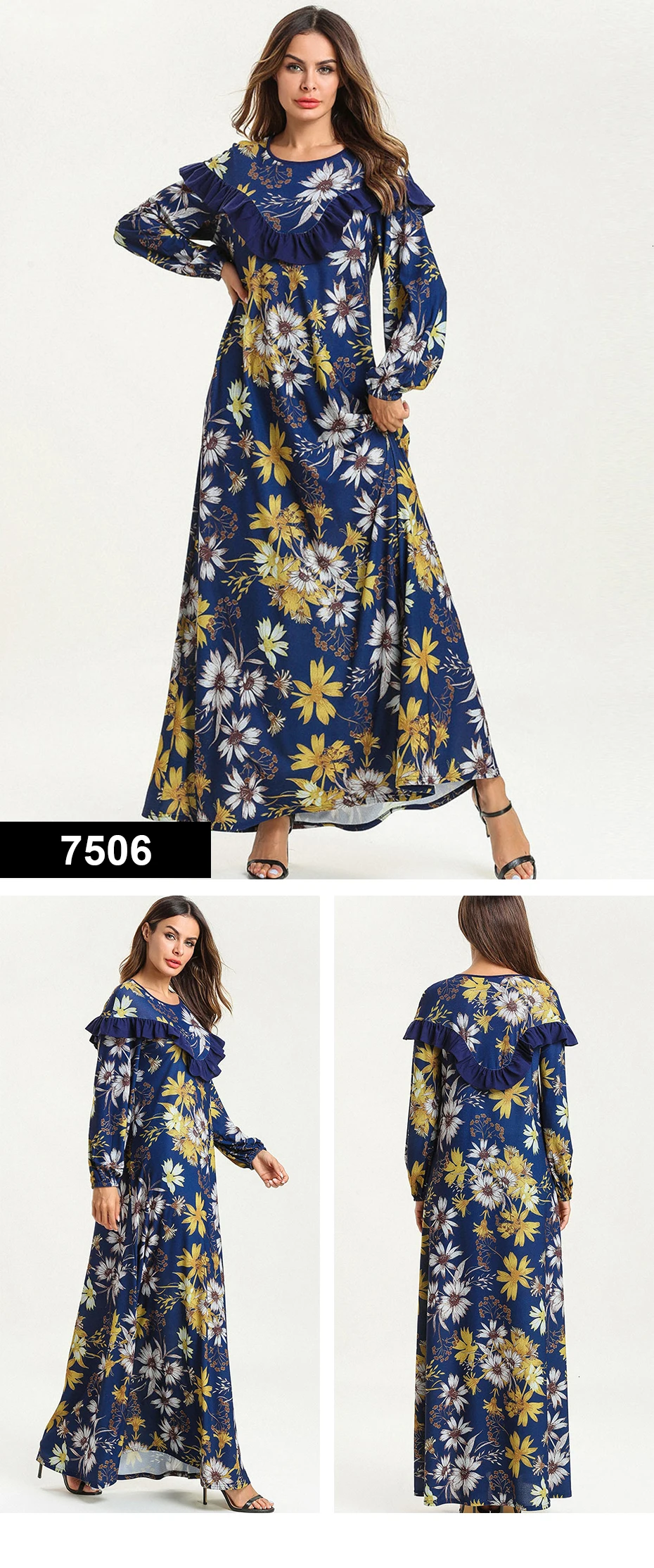 Прямая поставка, женское платье, платья макси, длинное, винтажное, Vestidos Verano Robe Femme, мусульманское, бохо, с вышивкой, свободное, с круглым вырезом, дешевая распродажа