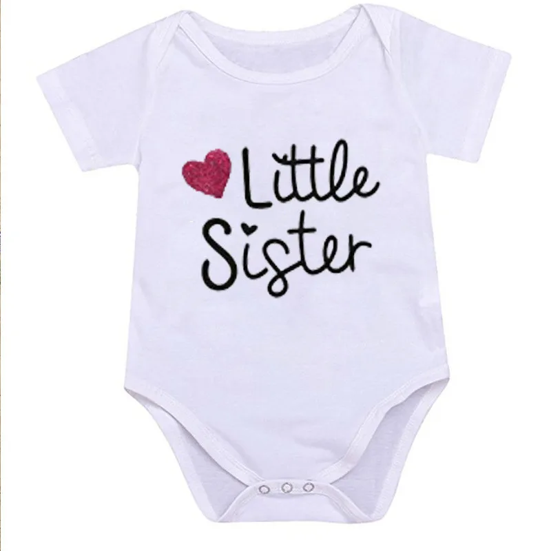 Cotton baby suit Newborn Baby Boys Girls Costumes Made Love Science Little Sister Letter Print Short Sleeve Onesie Romper Jumpsuit Kids Outfits Cute Infant Baby Girls Romper Baby Rompers