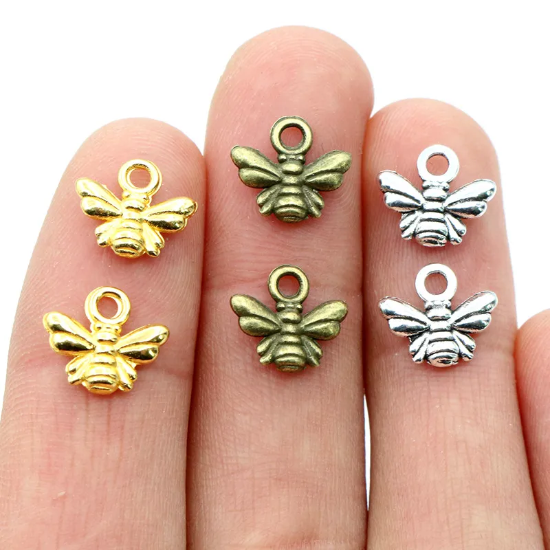 30 piezas de dijes de abeja 10x11mm de plata tibetana Chapado en bronce colgantes de joyería antigua hechas a mano para hacer manualidades DIY