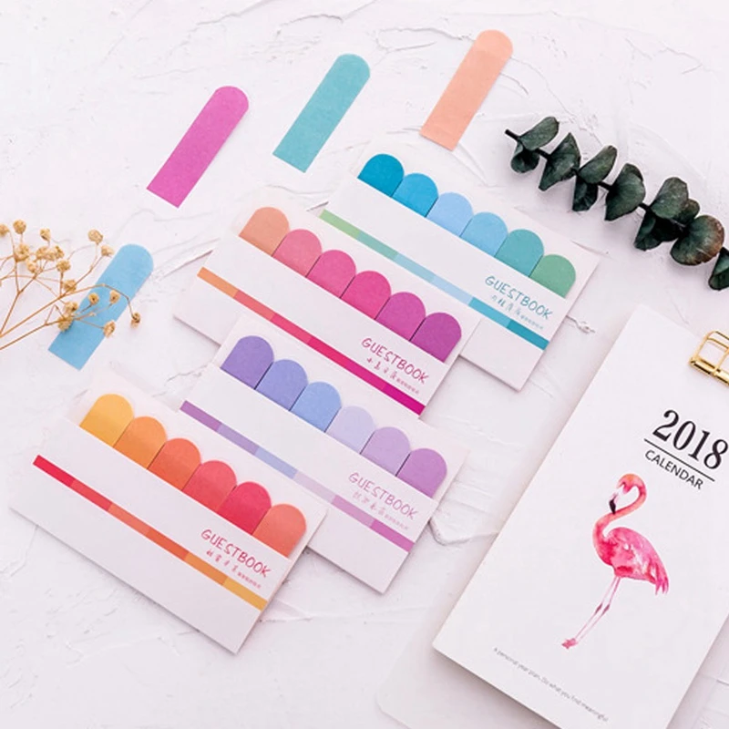 Senmubery 6 Colors Gradient Cute Kawaii Memo Pad Sticky Notes Index Posted It Planner Stickers Notepads Stationery Office School Supplies