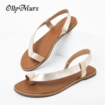 

OllyMurs 2020 New explosions women sandals solid colors summer shoes simple fashion casual shoes woman flat shoes big size 43