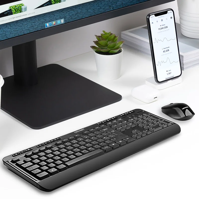 TeckNet 2,4G Беспроводная клавиатура и мышь мультимедийная развлекательная клавиатура мышь комбо набор для ноутбука ноутбук Mac Настольный ПК ТВ