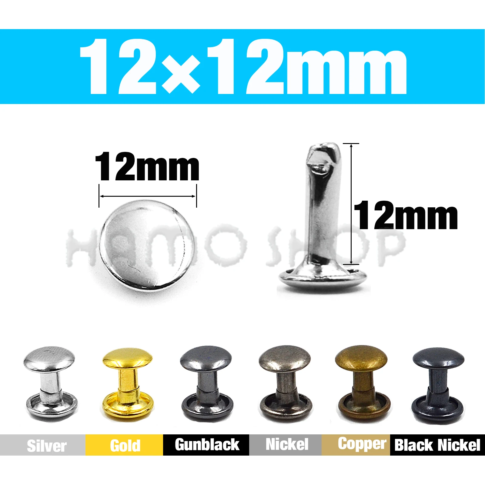 100 Sets Metal Double Cap Rivets for Leathercraft and Garment Accessories