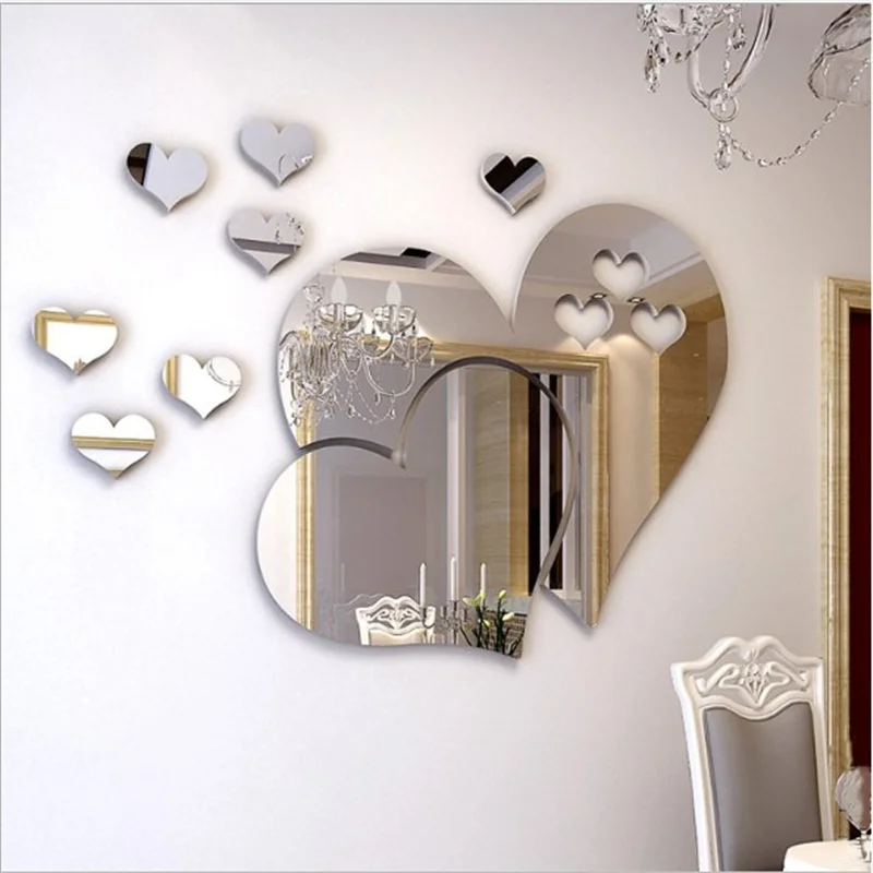 Feather 3D Stereo Acrylic Mirror Wall Stickers Living Dining Room