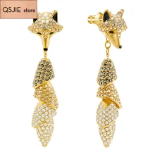 Высокое качество SWA, вдохновленный природой, золотой Лисий Леди Серьги