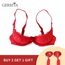 GERRITA, сексуальный женский кружевной простой однотонный бюстгальтер с v-образным вырезом, расстегнутый, женский бюстгальтер пуш-ап, 2 см, нижнее белье, бюстгальтер из губки для груди, нижнее Белье для сна