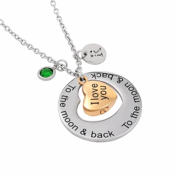 

IJMD0049 Stainless Steel Cremation Love You to The Moon and Back Heart Pendant for Ashes Urn Memorial Keepsake Necklace Jewelry