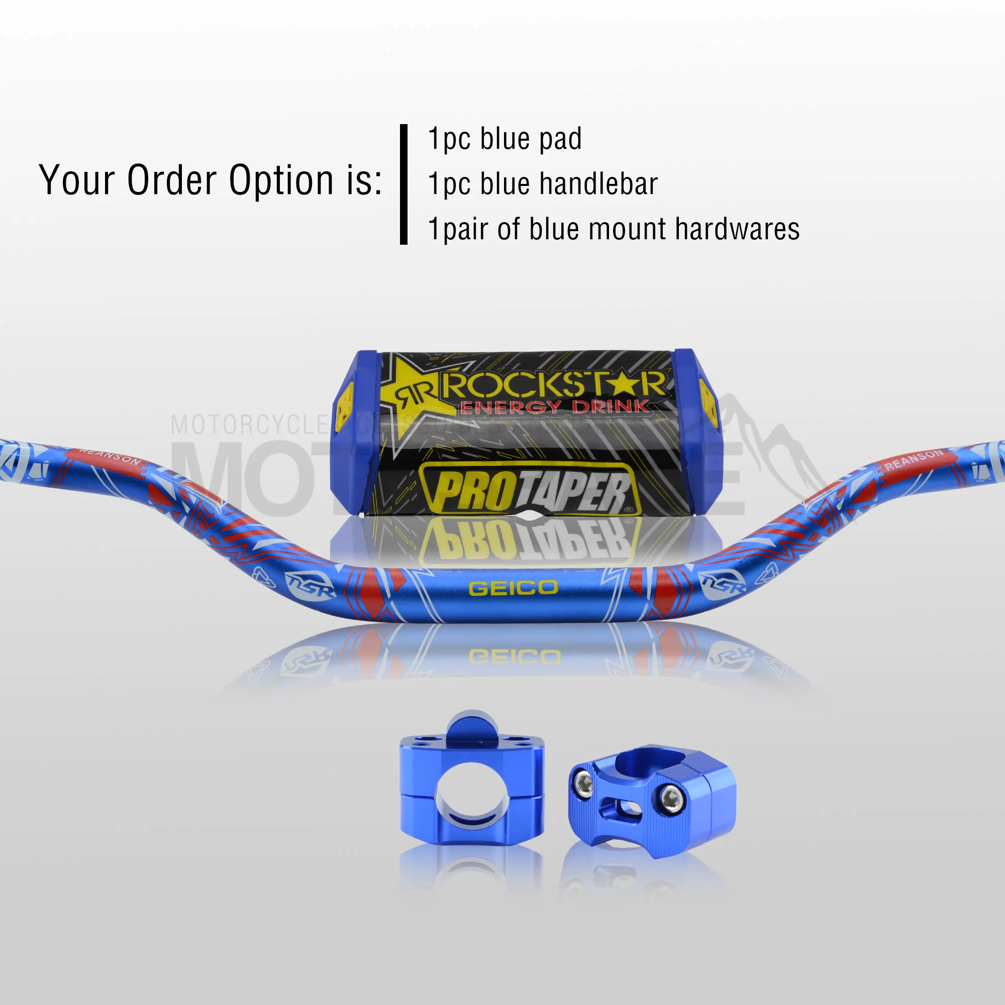 Blue Combo3 Руль для Pro Taper Pack Bar 1-1/" Phantasy ручка бар колодки ручки Pit Pro Гонки Грязь велосипед ямы мотоцикл с адаптер cnc - Цвет: Blue Combo3